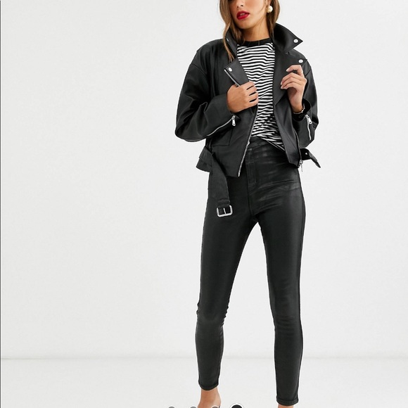 NWT Lab Leather Dropped Shoulder Biker Jacket - Picture 7 of 14